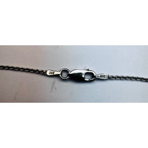 Sterling Silver Teardrop Pendant Necklace Blue & White Stones 18” 7.7g - Picture 6 of 14